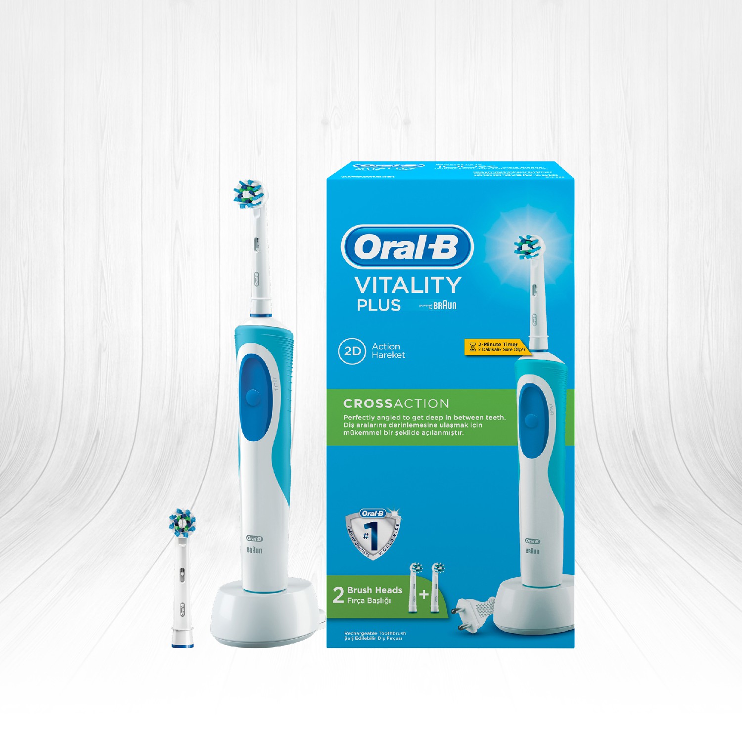 OralB Vitality Plus Şarj Edilebilir Diş Fırçası Cross Action + Yedek Başlık
